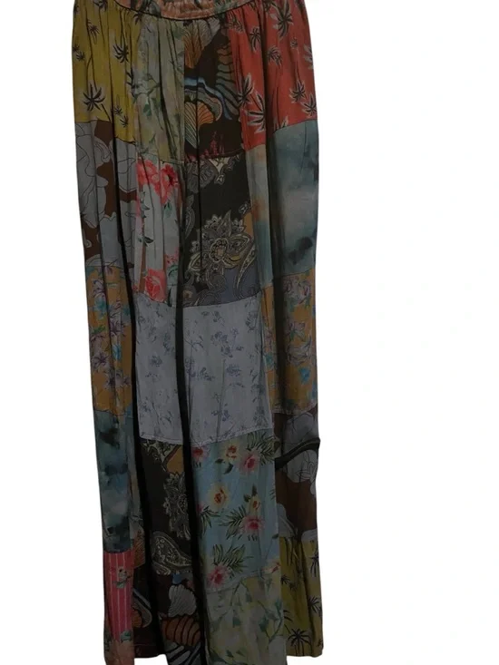 Boho Wide-Leg Patchwork Print Palazzo Pants - Multicolor - Picture 3 of 5
